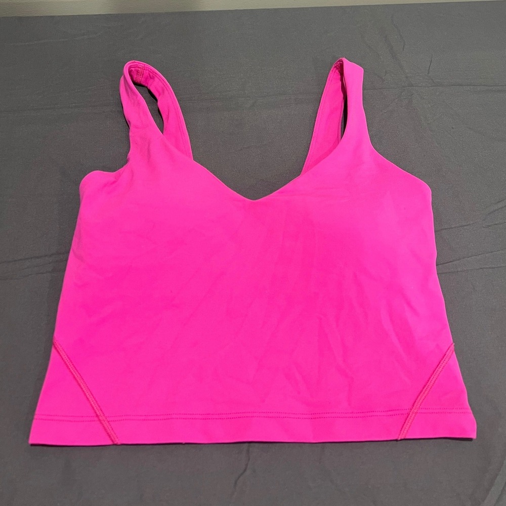 Lululemon Align Tank Top Sonic Pink Nulu Yoga Crop Bra Size 2 LW1DUDS